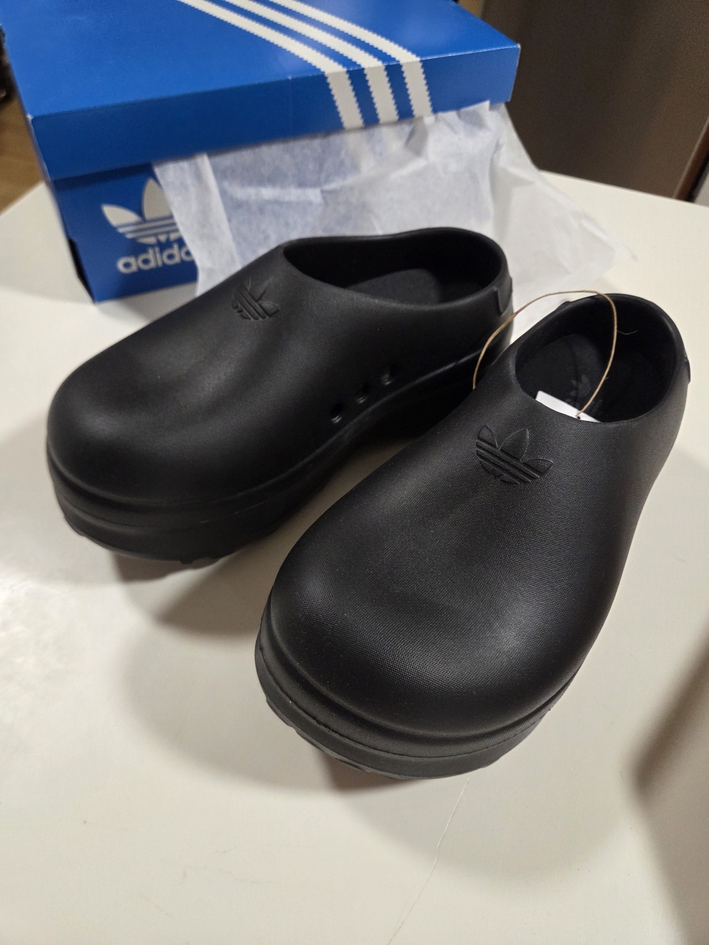 Size 7 Adidas Black Stan Smith Adifom Mule Slip-On Clogs New In Box